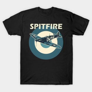 Spitfire RAF Fighter Aircraft Plane Airplane British UK Supermarine Retro vintage T-Shirt